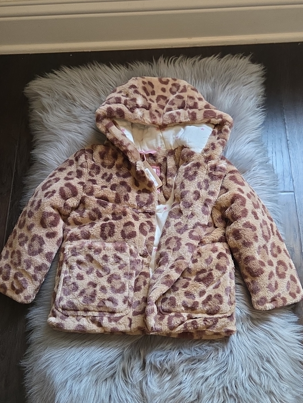 Nwt! Mini Boden Faux Fur Toddler Girl Duffle Coat Leopard
